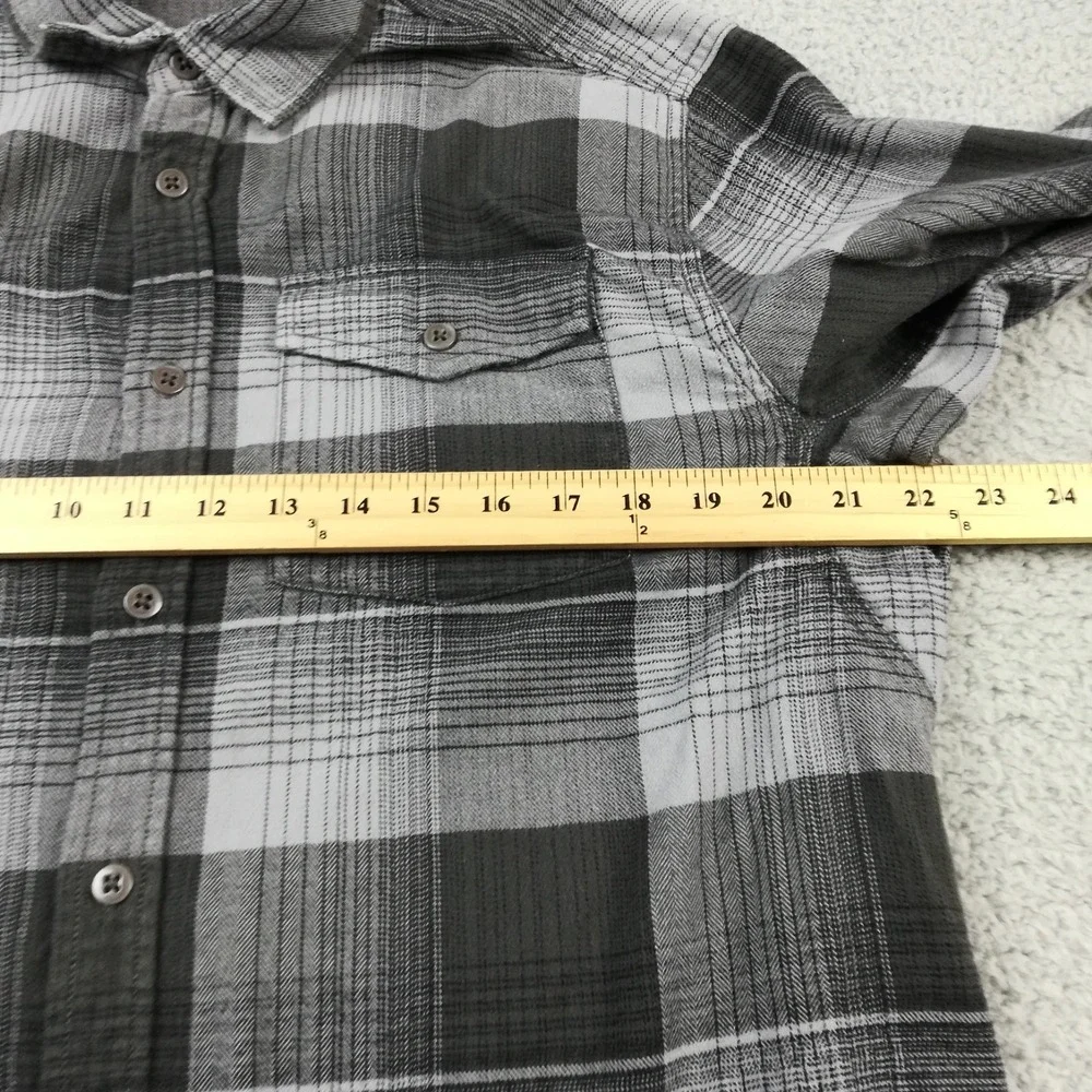 The North Face Mens Shirt Button Down Flannel Stayside Black Gray Plaid M